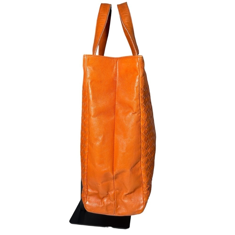 Bottega Veneta Intrecciato Woven Leather Tote Orange Italy - Picture 6 of 16